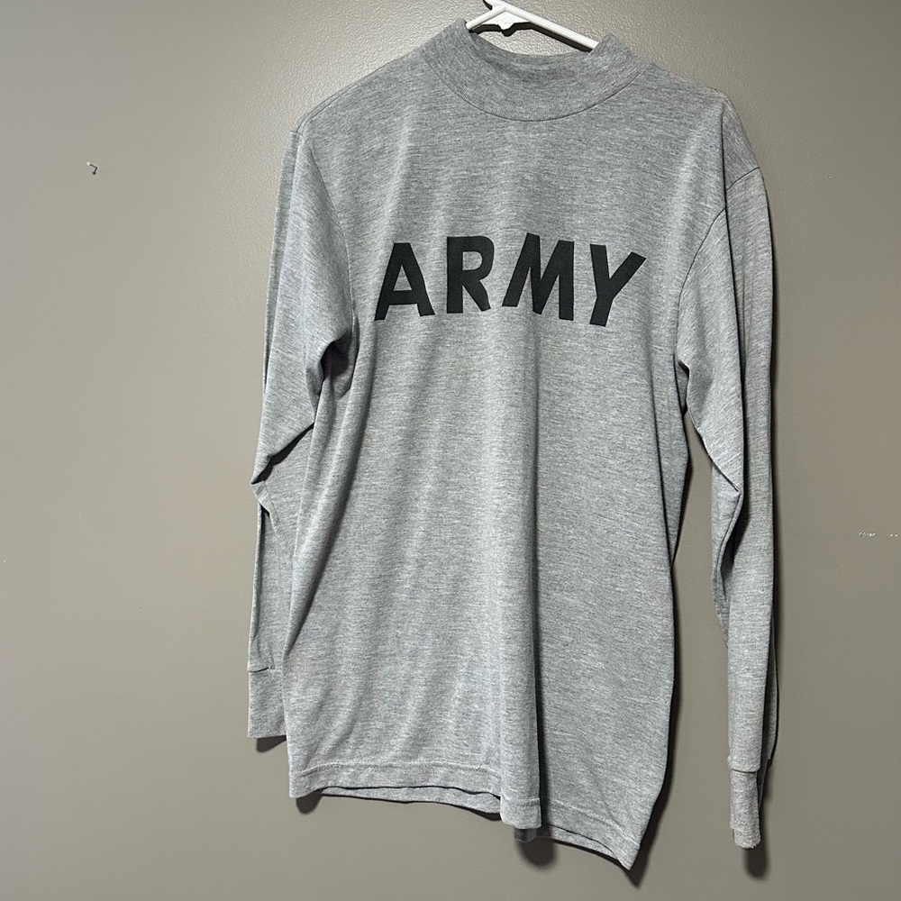 Vintage Army Long Sleeve Men's T-Shirt - Size M - Cozy Grey Comfort
